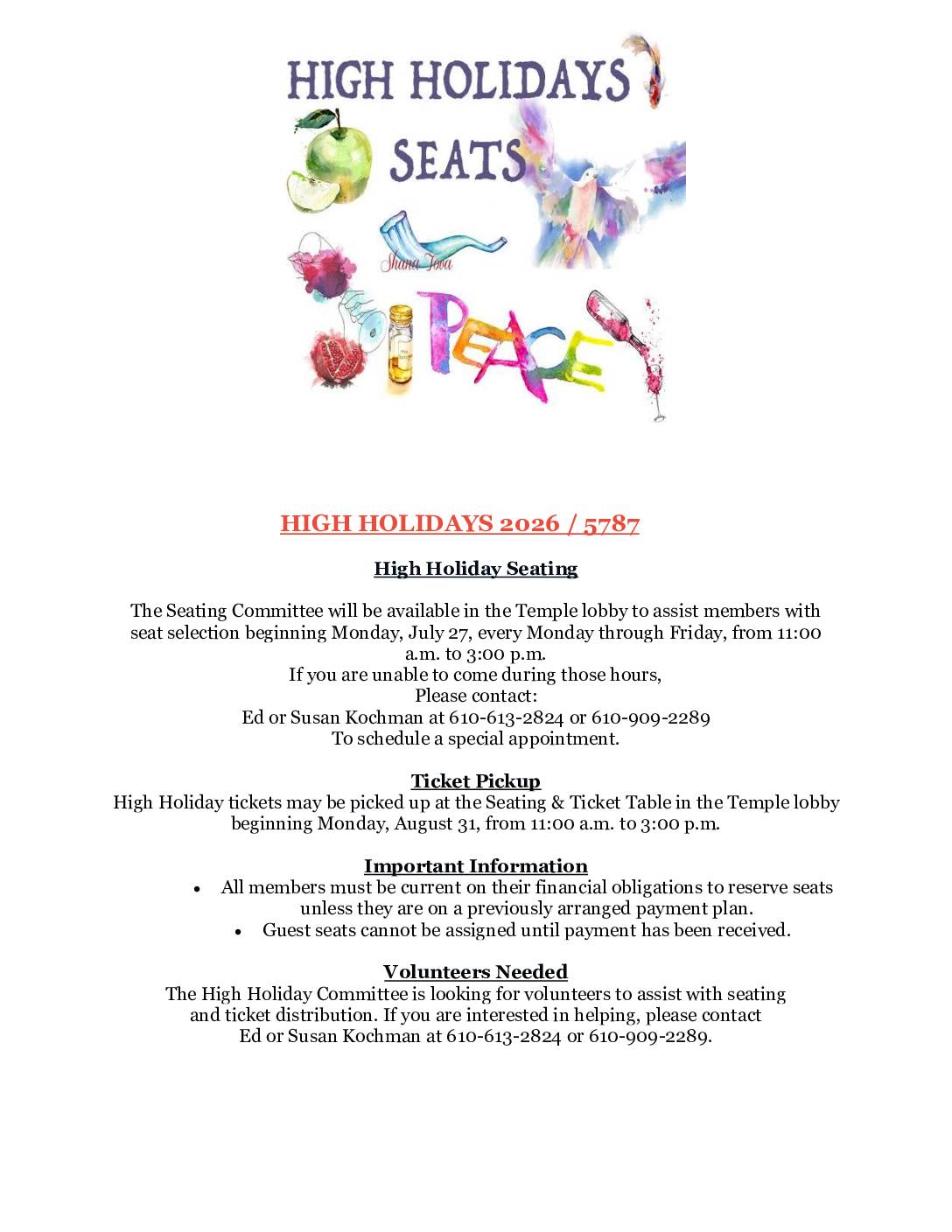 HIGH HOLIDAYS 2026